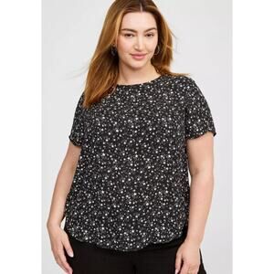 Torrid Size 3X Black & White Twinkle Stars Abbey Georgette Keyhole Back Blouse